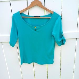 Lauren Ralph Lauren🔵 Aqua Blue Adjustable Blouse